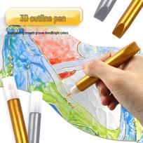 Gold Outline 3D Pearlescent Waterproof Acrylic Pen for DIY and Kids' Glass Painting 10ml Silver Outline Pen yellow