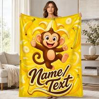 Banana Monkey Coral Fleece Blanket 100cm*130cm yellow