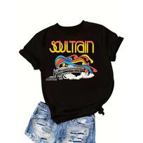 Women's Plus Size Soul Train Graphic Colorful Casual Crew Neck Tee 4XL juoda
