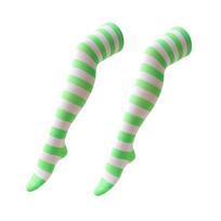 Women's Striped Thigh High Stockings - Christmas, Halloween Cosplay Over-Knee Long Socks One Size green