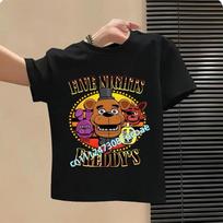 FNAF Breathability T-shirts Children Five Nights At Freddy Cute Short-sleeved Top Boys Girls Summer Fashion T-shirt Kids Clothes 150 gray