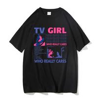 Trend TV Girl Lovers Roko dainų spausdinimo marškinėliai Vyrai Moterų medvilniniai hiphopo dideli marškinėliai trumpomis rankovėmis marškinėliai Streetwear Tops marškinėliai XS juoda