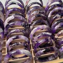 Natūralus Ametistas Violetinis Super Septynetas Poliruotas Graviruotas Mados Tendencija Apyrankė Tamsiai Violetinė Sodri Violetinė Apskritimas Svaiginantis 62mm gray