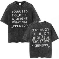 Rock Band Radiohead You Used To Be Alright What Happened Vintage Washed T Shirt Men Women Hip Hop Gothic Retro Oversized T-shirt L gray
