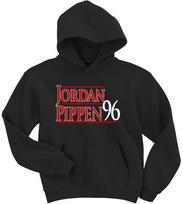 BLACK Michael Jordan Scottie Pippen Chicago Bulls 1996 HOODED SWEATSHIRT S red