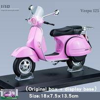 1/10 Scale Vespa 125 Urban Mini Motociklo Modelis Lietas metalinis Pramoginio Motociklo Žaislas Simuliuojantis Garsas ir Šviesa Dovana vaikams 1/10:18*7.5*13.5cm,Base pink