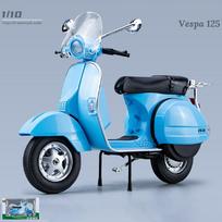 1/10 Scale Vespa 125 Urban Mini Motociklo Modelis Lietas metalinis Pramoginio Motociklo Žaislas Simuliuojantis Garsas ir Šviesa Dovana vaikams 1/10-Size:18*7.5*13.5cm mėlyna