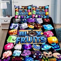 Cartoon Game B-blox Fruits Bedding Set Single Double King size,3D Printing Duvet Cover Pillowcase Comforter Set Birthday Gift 140x200cm blue