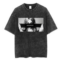 Britney Spears 2001 m. turas, senovinio plovimo, dvipusiai marškinėliai, unisex, pop princesės gerbėjų gatvės drabužiai, 100% medvilnė, kasdienis trumpomis rankovėmis viršus L juoda