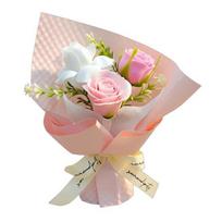3 Heads Mini Artificial Rose Soap Flower Bouquet Preserved Rose Flower with Aromatherapy Valentine's Day Gifts for Women Mom Wife white
