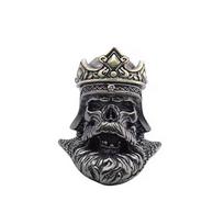 Dual Color Crown Skull King Head Sculpture Brass Knife Bead Edc Outdoor Diy Paracord Lanyard Pendant Woven Bracelet Accessories