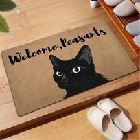 VIKAMA Novelty Sarcastic Kitty Doormat Welcome Peasants Text Vintage Kraft Background Non Slip Cat Lover Entrance Decor Mat 40X60CM black