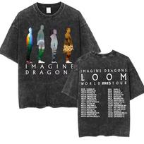 Imagine Dragons Grupė Loom Turo Naujo Albumo Marškinėliai Vyrams Moterims Madingi Hip Hop Stiliaus Retro Skalbti Marškinėliai Laisvi Trumpomis Rankovėmis M gray