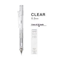 TOMBOW MONO Graph Shaker Mechanical Pencil,0.3/0.5mm Frosted Clear Rod Low Center of Gravity Design,Shake-to-Advance Art Supplie white