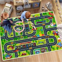 Kids Car Racing Track Carpet Mat Rug Home Decoration Race Track Playmat Area Rug Play Floor Mat Bedroom Living Room Game 40X60CM green