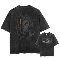 Harajuku Demon Slayer Graphic T Shirt Men Vintage Oversized Anime Washed T Shirts Women Streetwear Summer Tees Short Sleeve Female Male Clothing XL black