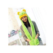 Pikachu Žiemos Kepurės Šaliko Pirštinių Rinkinys Su Plisuota Medžiaga Vaikams Ir Suaugusiems Frog gray