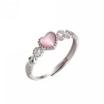 New·Silver Ring Pink Heart Opal Creative Finger Ring Vintage Aesthetic Cute Punk Rings For Women Charm Jewelry Accessories gray