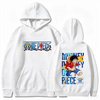 One Piece Men's Hoodie Monkey D Luffy Fleece Sweatshirt High Quality Warm Autumn Winter Pullover XXXL white