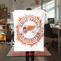 Gang violence Motorcycle enthusiasts Hells Angels Motorcycle Club blanket soft home furnishing nap decoration four seasons warm Sherpa blanket U7 80cm x 120cm