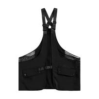 Men's Spring/Fall Strapless Vest with Large Pockets – Japanese-Style Design Workwear Vest XL black