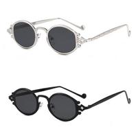 metal rock style sunglasses retro punk oval frame engraved sunglasses men's cool driving sunglasses stt tide things Women's gray
