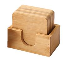 Biodegradable Bamboo Coaster: Non-Slip Heat Insulation Pad for Cup & Glass Single Coaster (Square) 9.5cm beige