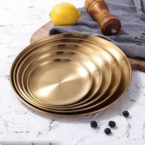 European Style Dinner Plates Gold Dining Plate Serving Dishes Round Plate Cake Tray Western Steak Round Tray Kitchen Plates LS 14cm beige