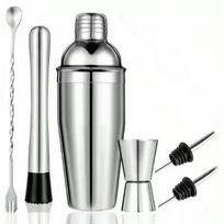 1/6Pcs Stainless Steel Cocktail Shaker Set With All Essential Bartender Tools Rust Resistant For Home Bar Cocktail Making Party gray