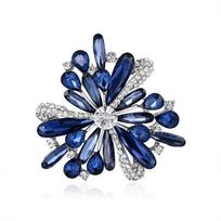 Vintage Blue Water Drop Crystal Flower Brooch With Alloy Material For Fashion Women Style2 gray