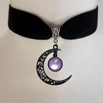Jun'an Gothic Black Retro Moon Gemstone Choker Necklace white