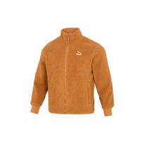Puma Classics Sherpa Jacket Solid Color Fleece Logo Sports Casual Stand Collar Lamb Fleece Jacket Men Jacket Beige 537699-74 XL brown