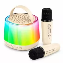Garsiakalbis Xrec Karaoke Bluetooth RGB LED rinkinys 2 belaidžiai mikrofonai 5 W USB-C / K29 / Smėlio spalvos (SB12279)