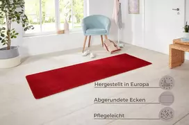 Hanse Home Nasty Runner – pūkuotas trumpo plauko kilimas vienspalvis, skirtas valgomajam, svetainei, vaikų kambariui, prieškambariui, miegamajam, virtuvei – vienspalvis raudonas, 80 x 200 cm
