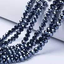 Cheriswelry 20 gijų briaunuoti rondelio stiklo karoliukai, galvanizuoti abako krištolo karoliukai, perlamutru dengti stikliniai tarpiniai karoliukai papuošalų gamybai, juodi