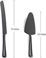 Gogeili juodas torto įrankių rinkinys, 33 cm nerūdijančio plieno torto peilis ir torto mentelė, torto peilis ir mentelė vestuvėms, gimtadieniui, vakarėliams, jubiliejui