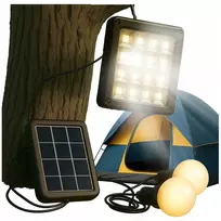 Solatny led rinkinys stovyklavimui: lempa + 2 lemputės + saulės baterija - palapinei