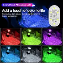 Neovsuny led salono apšvietimas automobiliui, magnetinis led usb jutiklinis šviestuvas, rgb 7 spalvų, reguliuojamas salono apšvietimas automobiliui, įkraunami mobilūs jutikliniai priedai, naktinė salono lemputė, 4 vnt.