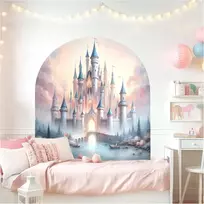 Little Deco Dl5048-04 sienos lipdukas pilis vaikų kambarys mergaitė pasaka sienos lipdukas kūdikių kambariui rožinė miegamojo sienų dekoracija
