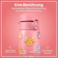 Ion8 Vakuuminiu būdu izoliuotas nerūdijančio plieno gertuvė 500 ml, nepralaidi, atidaroma viena ranka, saugus užraktas, galima plauti indaplovėje, su rankena, lengvai valoma, patvari ir atspari įbrėžimams, Cats