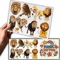 Laikinos tatuiruotės vaikams liūtas gyvūnai tigras karalius Madagaskaras