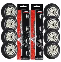 Nils Extreme Guminiai Riedučių Ratukai 64mm, 8 vnt. Komplektas + Guoliai Abec-9, Juodi Matiniai