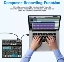 Depusheng profesionalus audio mikšeris su skaitmeniniu fx 256 bitų dsp usb bluetooth mp3 kompiuterinis dj mikšeris 5 kanalų įvesties sąsaja su 48v fantominiu maitinimu, skirtas pc įrašymui, tiesioginei transliacijai, karaoke