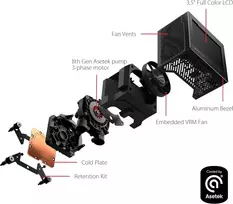 Asus rog ryujin iii 360 all-in-one skystas cpu aušintuvas (3,5 colio lcd, asetek 8-os kartos siurblys, 3 x noctua 2000 pwm 120 mm radiatoriaus ventiliatoriai, juodas)