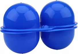 Alomejor 2 x plastikinis kiaušinių laikiklis, nešiojama kiaušinių dėžutė žygiams, iškyloms, stovyklavimui (mėlyna)