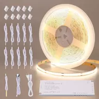 Benlun 12 V Cob led juosta grindų spintelių apšvietimui virtuvėje 10 m, kerpama 4000 K natūralios baltos spalvos led juosta lipni su reguliatoriumi ir maitinimo šaltiniu spintelių apšvietimui, akustinėms plokštėms, spintelėms