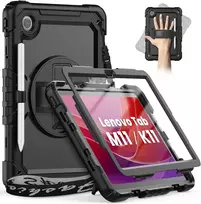 Timecity dėklas, skirtas lenovo tab m11 (tb330fu/tb330xu) 11 colių planšetiniam kompiuteriui su rašiklio laikikliu/rašiklio laikikliu/360° rankos dirželiu, skirtas tab k11 lte 2024/lenovo xiaoxin pad 2024 (tb331fc) - juodas