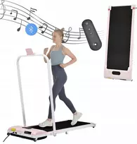 Rožinis bėgimo takelis su nuotoliniu valdymu, led ekranu ir bluetooth garsiakalbiu