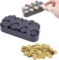 Cyxzmya monetų laikiklis, euro monetų laikiklis, monetų rūšiuotojas, monetų kolekcionierius, monetų dozatorius, monetų dėžutė, monetų laikiklis automobiliui, skirtas automobiliui, taksi, 8 skyriai nuo 2 eurų iki 1 cento (juodas)