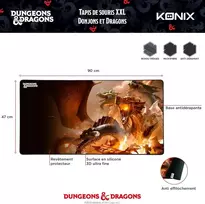 Konix Dungeons & Dragons žaidimų pelės kilimėlis xxl 90 x 46 cm - neslystantis pagrindas - the rise of tiamat motyvas
